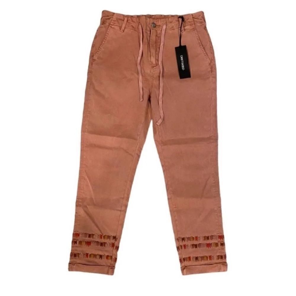 Driftwood Mauve EmbroideredโStitch CuffedโLeg
Pants(SizeโSmall)